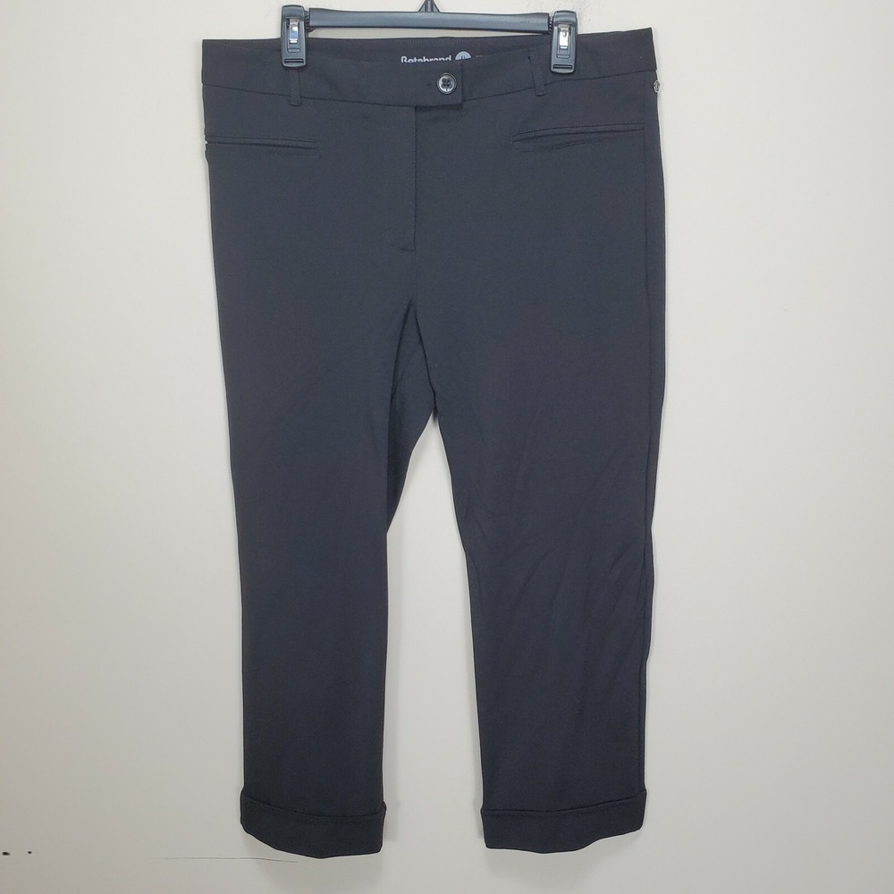 BETABRAND Classic Dress Yoga Pants Stretch Straight Leg Black Petite XL XLP 25"